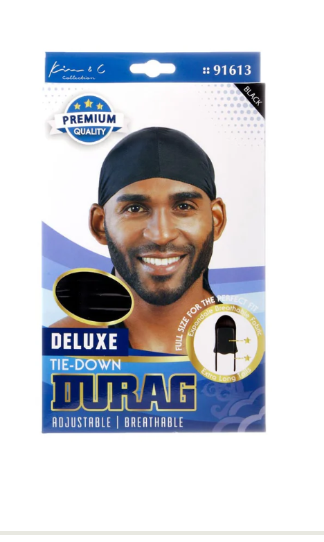 Kim & C Deluxe Tie Down Durag Black