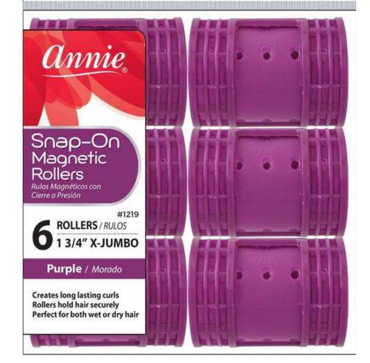 Annie Snap-On Magnetic Rollers Size X-Jumbo 6Ct Purple