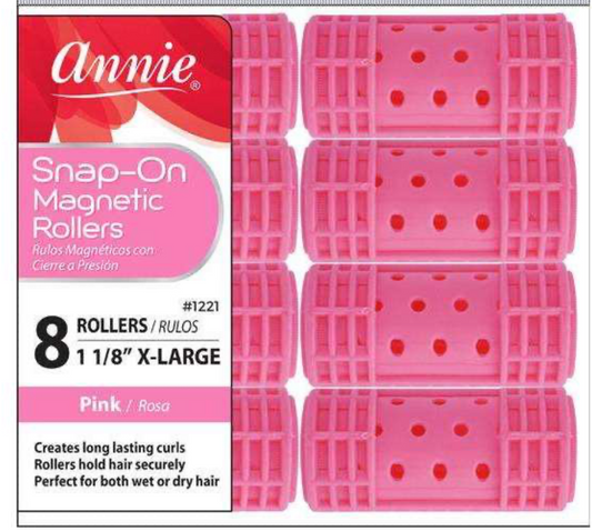 Annie Snap-On Magnetic Rollers Size XL 8Ct Pink