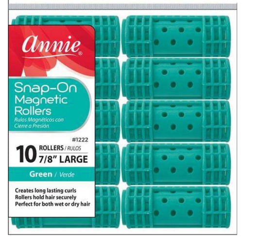 Annie Snap-On Magnetic Rollers Size L 10Ct Green
