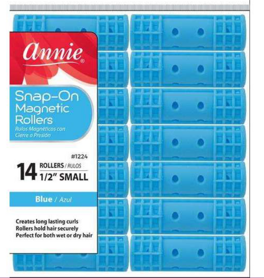 Annie Snap-On Magnetic Rollers Size S 14Ct Blue