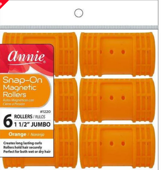 Annie Snap-On Magnetic Rollers 1 1/2" Jumbo Orange #1220