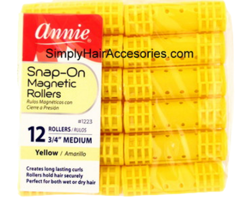 Annie Snap-On Magnetic Rollers medium 3/4" Yellow -12ct