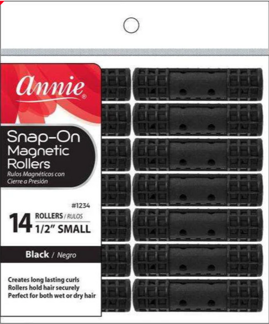 Annie Snap On Magnetic Rollers 1/2" Small Black #1234