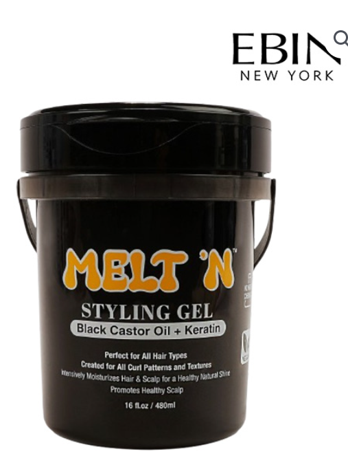 EBIN NEW YORK SYLING GEL Black Castor Oil + Keratin 16oz