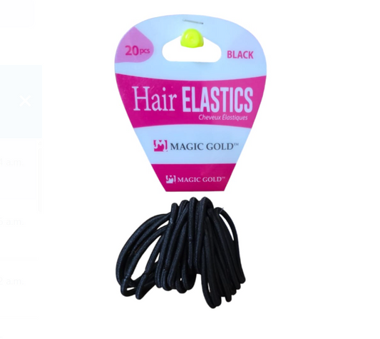 Magic Gold Hair Elastic Band- Black (20pc/Pk)