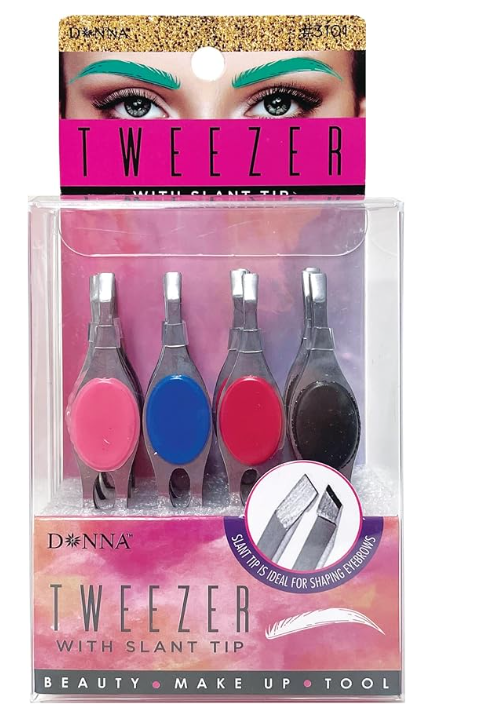 Donna Tweezer with Slant Tips Tweezers, Stainless Steel, for Eyebrow Shaping and Tweezing Facial and Body Hair