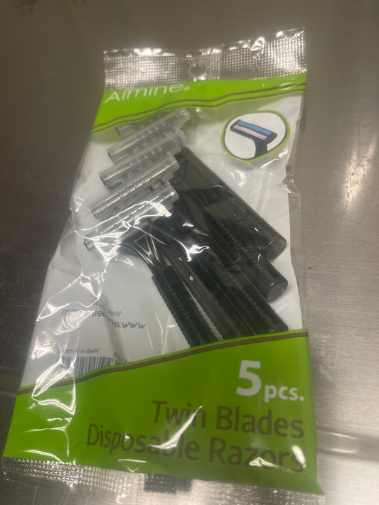 ALMINE TWIN BLADES DISPOSABLE RAZORS [5PCS]