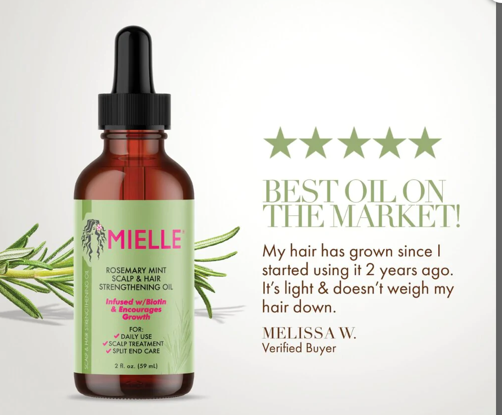 MIELLE ORGANICS ROSEMARY MINT SCALP & HAIR STRENGTHENING OIL 2OZ