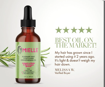 MIELLE ORGANICS ROSEMARY MINT SCALP & HAIR STRENGTHENING OIL 2OZ